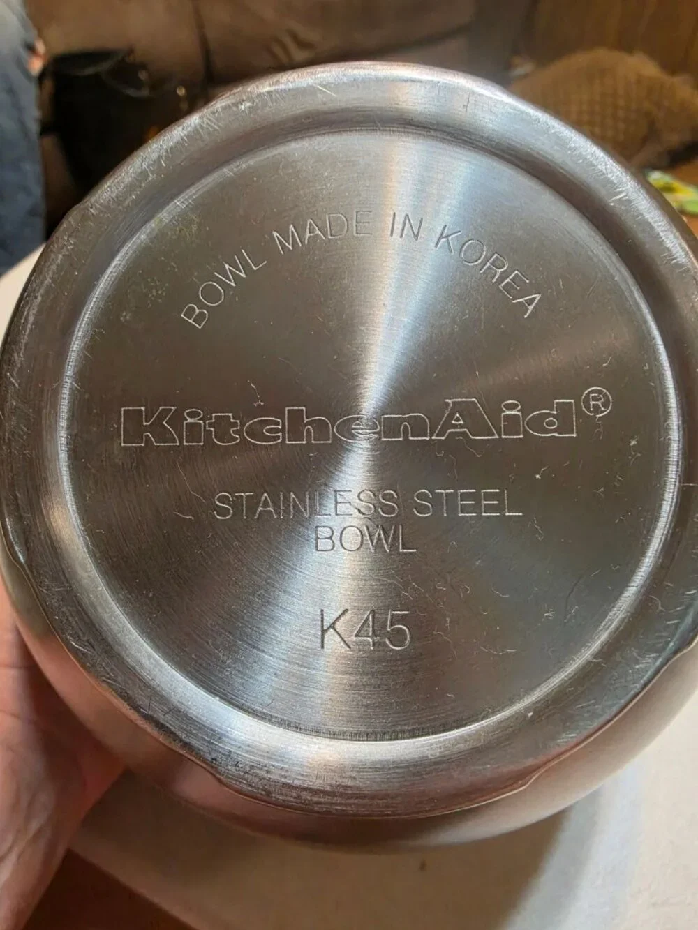 Vintage 1980s KitchenAid K45 Stainless Steel Mixing Bowl 4.5 Qt Korea NO HANDLE